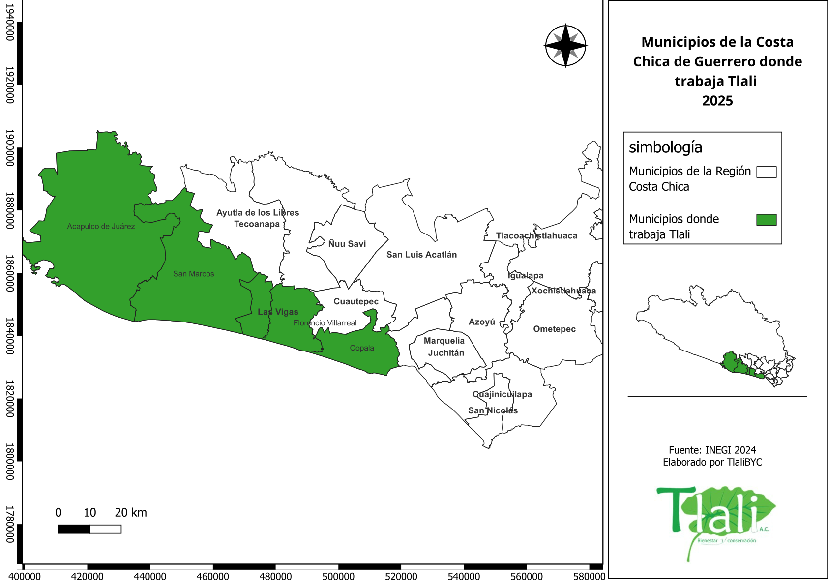 Municipios de la Costa Chica donde trabaja Tlali 2025